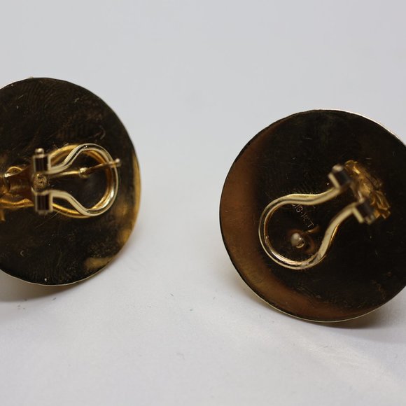Stunning Large 14K Gold and Onyx Earrings - Omega Backs - Picture 8 of 11